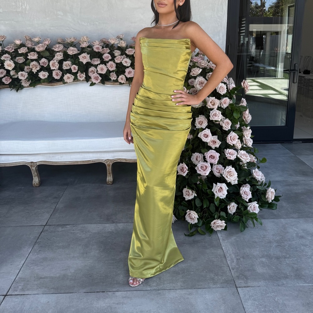 Talia Strapless Corset Gown- Green Strapless